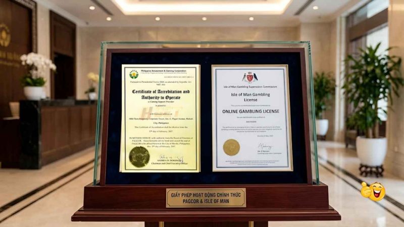 Giấy phép cá cược PAGCOR và chứng chỉ Isle of Man